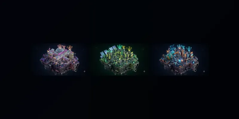 Isometric Scifi Floating Islands generated by undefined