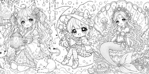 Kawaii Fantasy Line Art Dreams generated by chatgpt-image