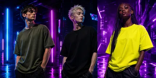 Cyberpunk Neon Apparel Model Mockups generated by chatgpt-image