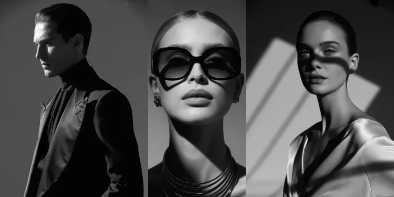 Black White Glamour Fashion Photos generated by undefined