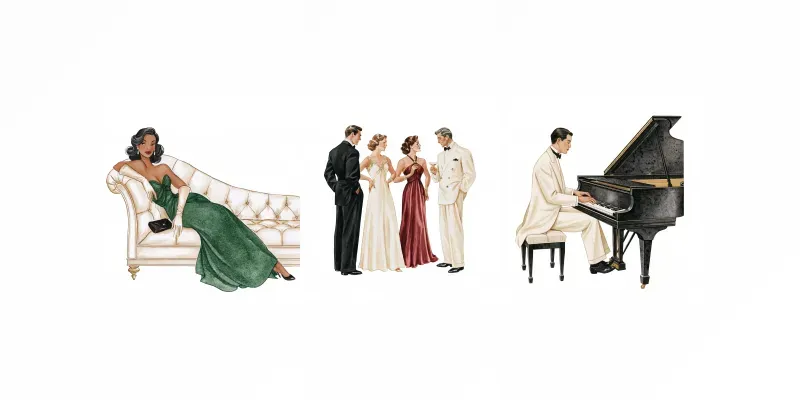 Old Hollywood Watercolor Clipart