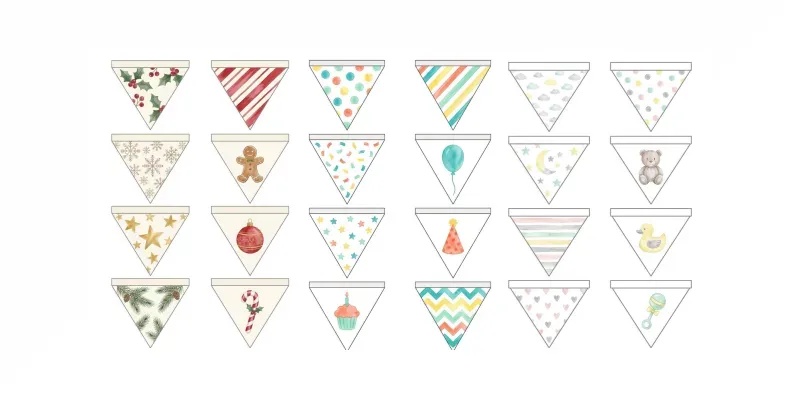 Watercolor Party Bunting Sheets