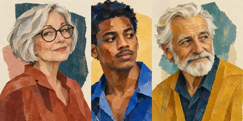 Layered Paper Collage Portraits