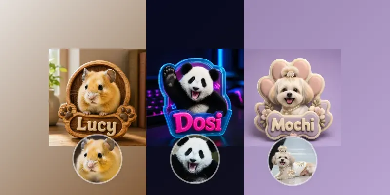 Pet Photos To 3D Name Badges generated by undefined