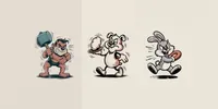 Retro Distressed Cartoon Mascot Vectors ideogram prompt mini thumbnail