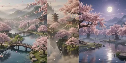 Enchanted Cherry Blossom Realms generated by veo