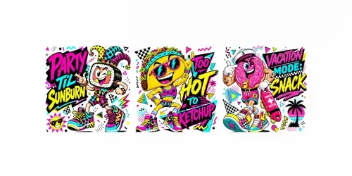 Neon Food Summer Party Stickers generated by chatgpt-image