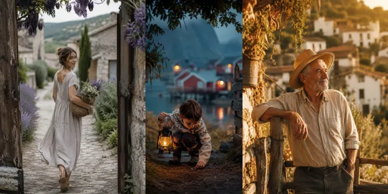 Rustic Village Life Portrait Photos generated by undefined