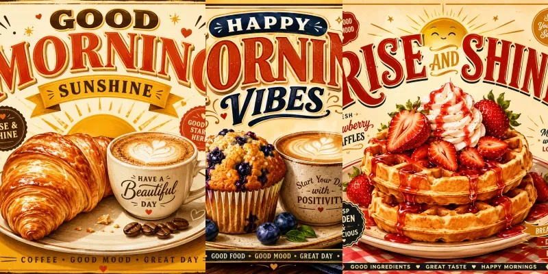 Morning Food Greeting Posters generated by undefined