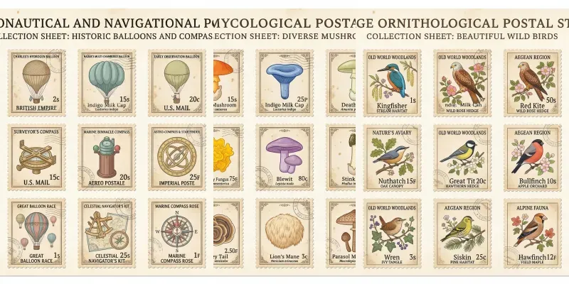 Vintage Postal Stamp Collection Sheets generated by undefined