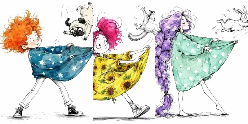 Whimsical Sketches And Watercolor Art generated by undefined