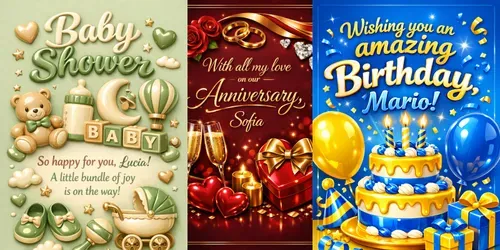 3D Glossy Greeting Cards generated by chatgpt-image