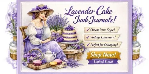 Summer Lavender Cake Junk Journals generated by midjourney