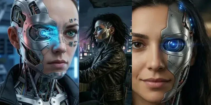 Multienvironment Female Cyborg Portraits generated by undefined