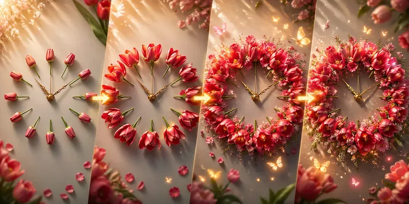 Floral Clock Loop Cinematic 8s Magic generated by undefined