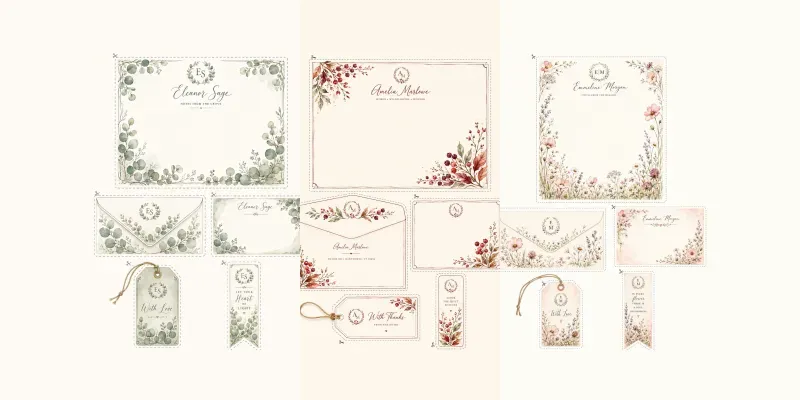 Watercolor Stationery Suites generated by undefined