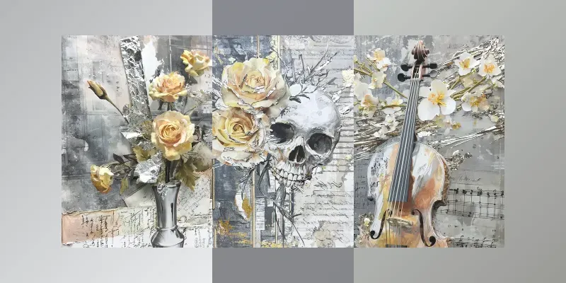 Silver Style Junk Journal Pages generated by undefined
