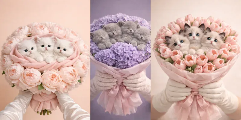 Kitten Bouquet Photos 8K generated by undefined
