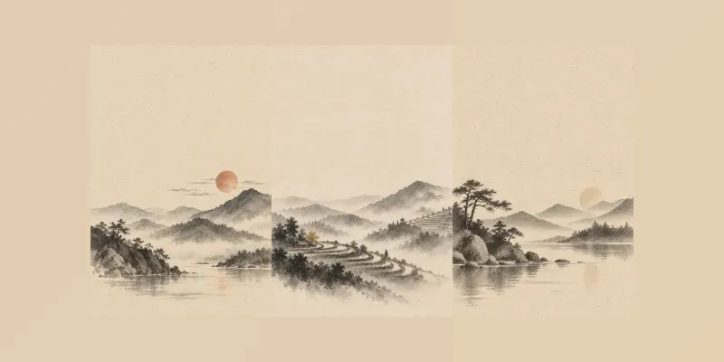 Japandi Ink Landscape Art Prints