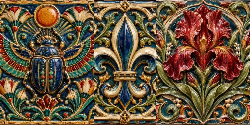 Ornate Glazed Relief Tiles