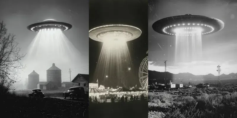 Vintage Ufo Sightings In Aged Film Style generated by undefined