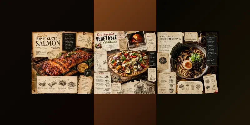 Vintage Culinary Editorial Recipe Posters generated by undefined