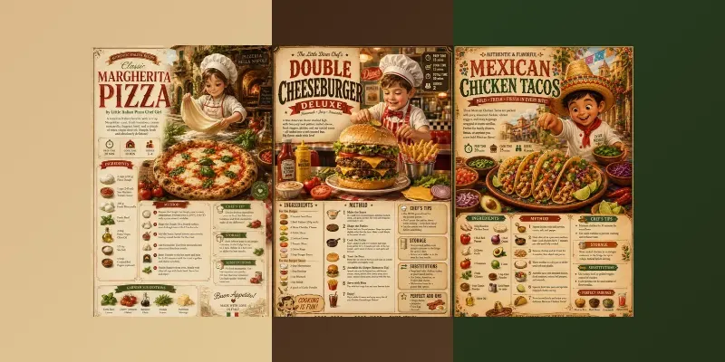 Vintage Kids Food Infographic Posters generated by undefined