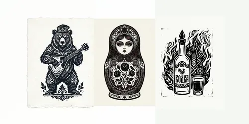 Dark Folklore Linocut Art Postcards generated by gemini-image