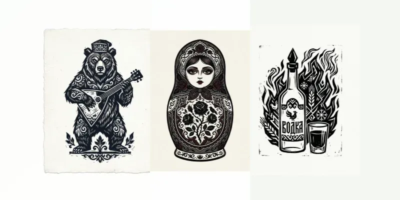 Dark Folklore Linocut Art Postcards generated by undefined