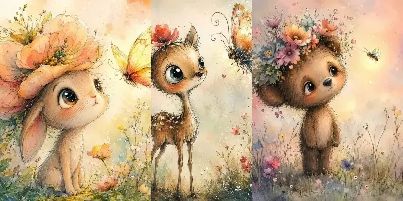 Whimsical Bigeyed Character Sketches generated by undefined