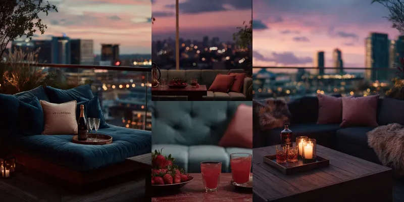Rooftop Terrace Lounge Nightlife Photos generated by undefined