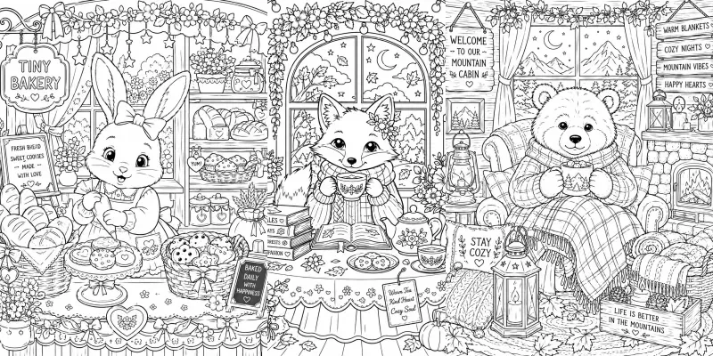 Cozy Fantasy Animal Coloring Pages generated by undefined