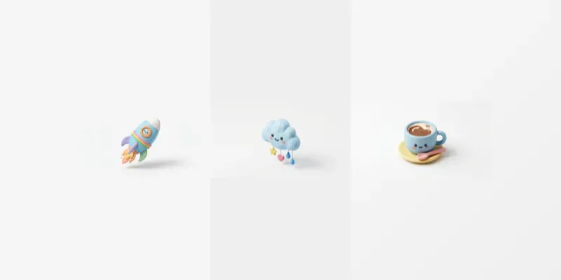Glossy 3d Cute Toy Icons generated by undefined