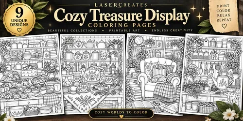 Cozy Treasure Display Coloring Pages generated by chatgpt-image