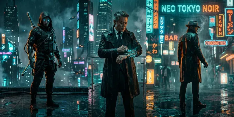 Cinematic Cyberpunk Neonoir Photography generated by undefined