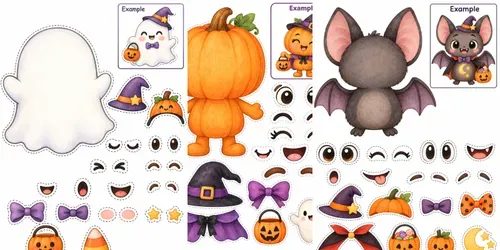 Halloween Cut Paste Character Kits generated by chatgpt-image