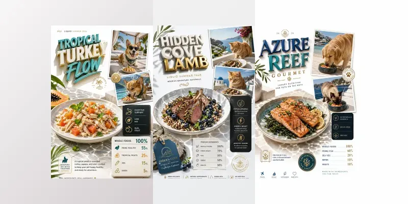 Summer Ads For Bespoke Pet Meals generated by undefined