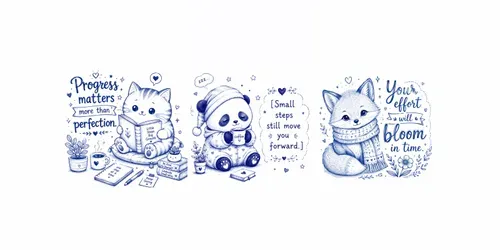 Cute Blue Pen Motivation Doodles generated by chatgpt-image