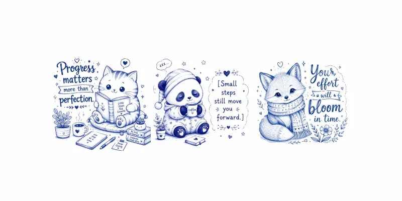 Cute Blue Pen Motivation Doodles generated by undefined