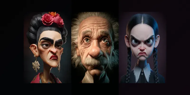 Exaggerated Dual Expression Portraits generated by undefined