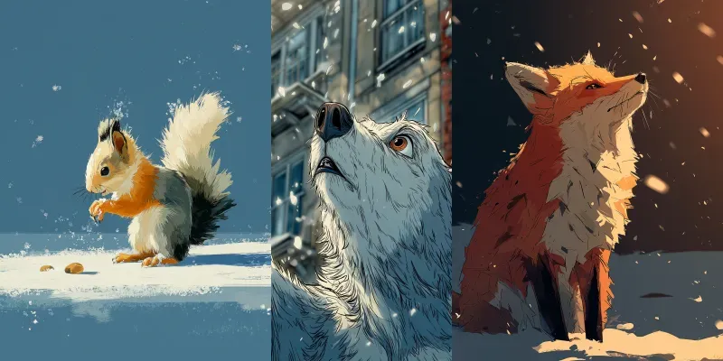 Snowday Animals Digital Art generated by undefined