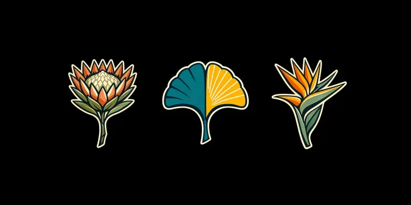 Retro Mcm Botanical Sticker Cliparts generated by undefined