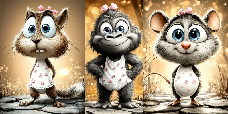 Enchanted Baby Animal Illustrations generated by undefined