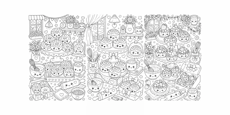 Kawaii Bakery Sweets Coloring generated by undefined