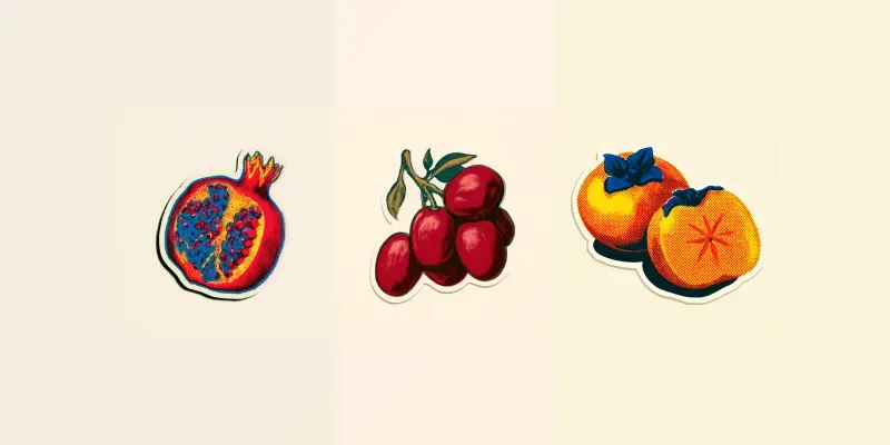 Retro Risograph Autumn Fruit Stickers generated by undefined
