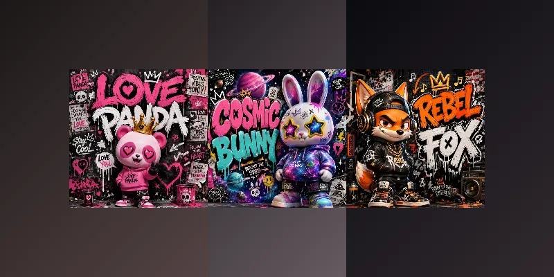 Urban Graffiti Designer Toy Mascots Packs generated by undefined