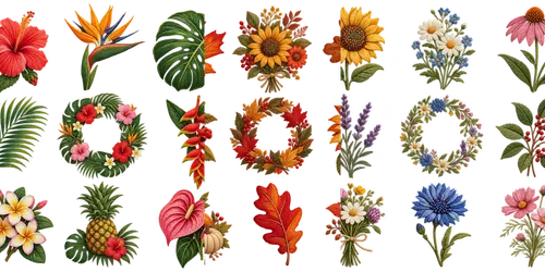 Handembroidered Botanical Cliparts generated by chatgpt-image
