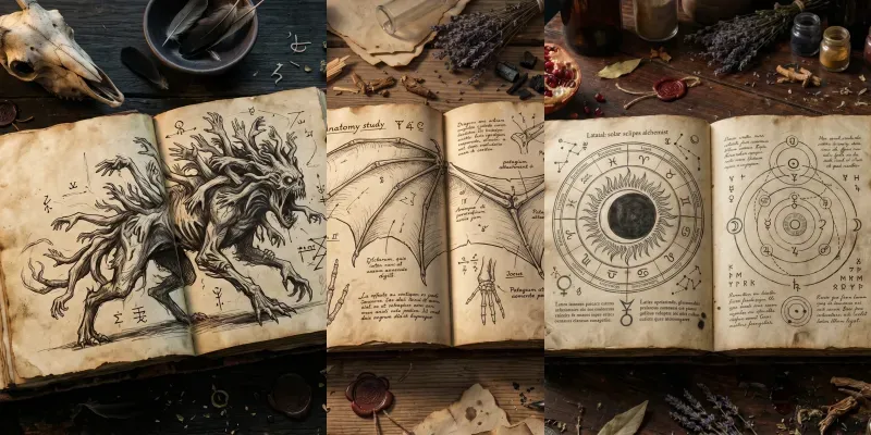 The Alchemists Grimoire Flatlays generated by undefined