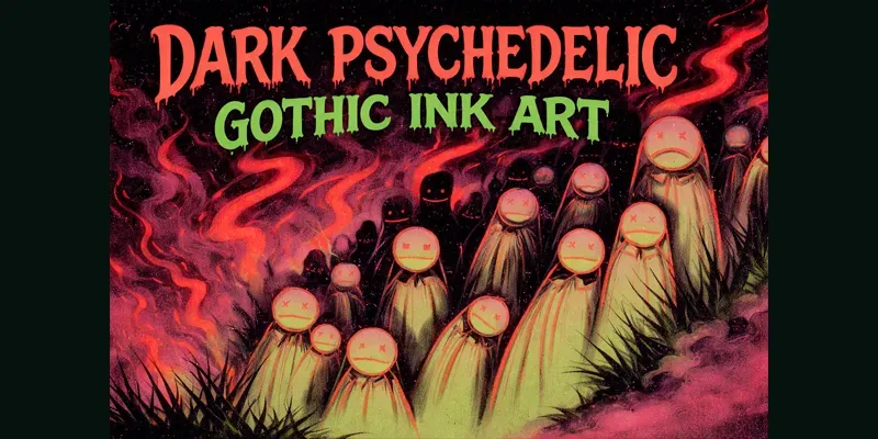 Dark Psychedelic Gothic Ink Art generated by undefined