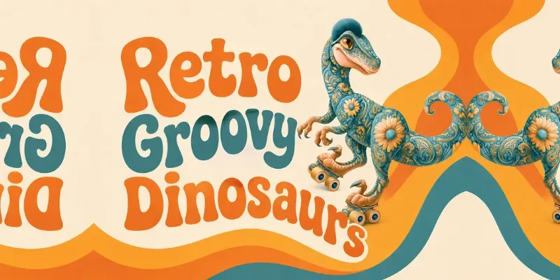 Retro Groovy Dinosaurs Clipart generated by undefined